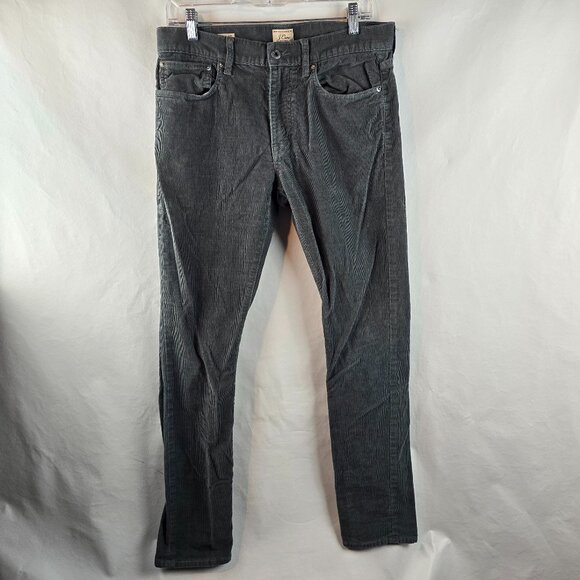 J Crew Pants Mens 32x32 Gray Corduroy Style 250 Skinny Fit Casual Cabincore Cozy - Picture 1 of 11